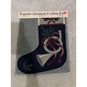 The Olde Greensborough Tapestry Christmas Stocking Panel - Gold French Horn Navy
